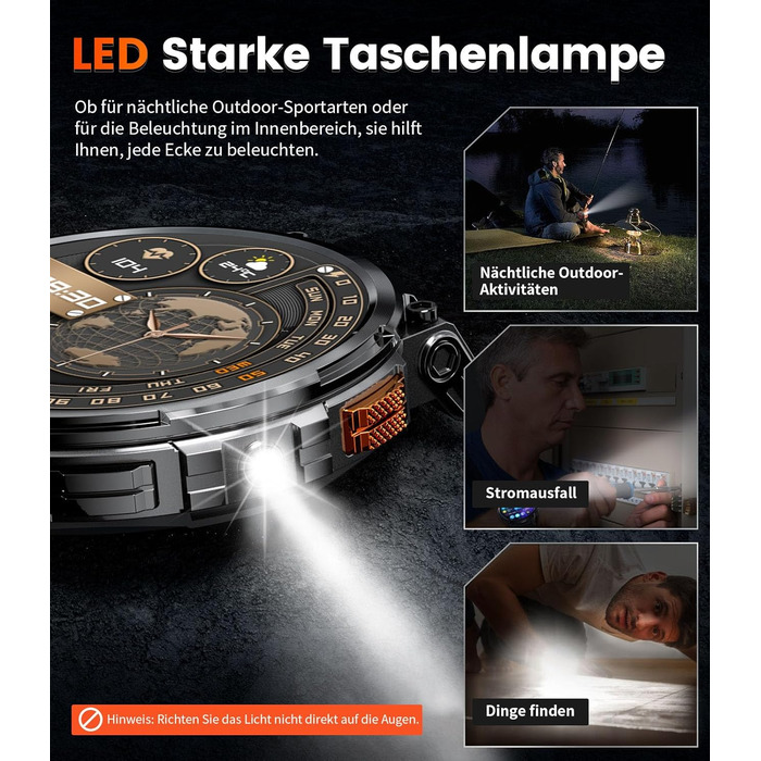 Розумний годинник DREMAC для чоловіків - 1,85-дюймовий HD-дисплей з великим екраном/батарея 730 мАг, чоловічий спортивний годинник з ліхтариком/120 спортивних режимів, водонепроникний фітнес-годинник IP68 з цілодобовим відстеженням серцевого ритму, моніто