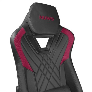 Ергономічне ігрове крісло Nuwo DoXx, крісло для ПК, ігрове крісло, 2D підлокітники, регульована спинка та висота, поперекова підтримка та підголівник, 120 кг, червона серія DoXx