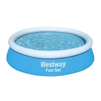 Наземний басейн Bestway Fast Set без насоса, Ø 183 x 51 см, синій, круглий, 940 літрів, матеріал TriTech, самозбірний, запобіжний клапан, вкл. латку для ремонту, басейн Fast Set 1,8 м, новий
