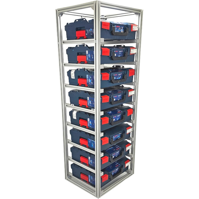 Дуже стабільна полиця Generic FixRack 8F Professional для систем інструментальних кейсів L-BOXX та Sortimo для системних кейсів 8 шт. розміром 136 (готова до використання)