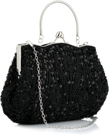 Жіноча клатч-сумочка з перлами ручної роботи, вечірня сумочка для вечірок та весіль (Чорна)