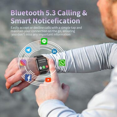Розумний годинник для чоловіків та жінок, 1,85-дюймовий HD сенсорний смарт-годинник із функцією телефону, понад 100 спортивних режимів, спортивний годинник із крокоміром/монітором сну/монітором серцевого ритму, водонепроникний фітнес-годинник IP68 для iOS