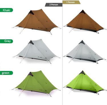 Або 2 особи, 3/4 сезону, водонепроникний професійний туристичний намет, 15D Professional Camping Tent 2 особи - хакі, 3F UL Gear Lanshan Ultralight Camping Tent, 1
