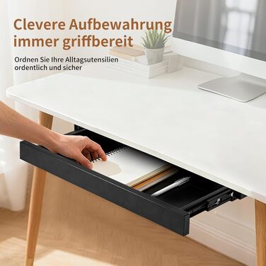 Прихована шухляда під столом місткий металевий ящик для зберігання, компактний дизайн, плавне та тихе ковзання, підходить для більшості столів (чорний)