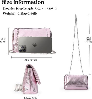 Маленький клатч з ланцюжком, модна сумка через плече, елегантна вечірня сумочка, міні-сумочка, рожевий