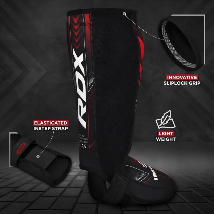 Щитки для гомілок RDX IMMAF для кікбоксингу, боксу, бойових мистецтв, ММА, захист підйому стопи, м&39які щитки для гомілок для спарингу, захист ніг для чоловіків та жінок, спорядження для кікбоксингу, червоні, M