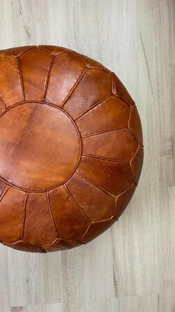 Дивіться гарний пуф великого розміру з натуральної шкіри - ручної роботи - з наповненням - пуф-мішок для ніг (медово-коричневий)