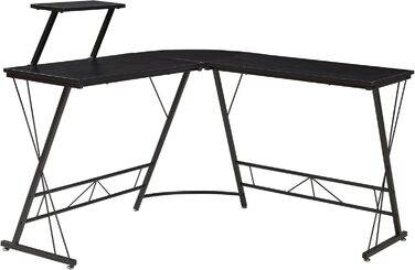 Подібний кутовий стіл Yremso, 122 x 122 x 98 см, комп&39ютерний стіл, офісний стіл з піднятою полицею, робочий стіл, металевий каркас, чорний