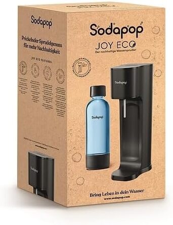 Стартовий набір Sodapop Soda Maker Joy Eco з циліндром CO і ПЕТ-пляшкою Виготовлений з переробленого матеріалу Чорний Висота 43 см