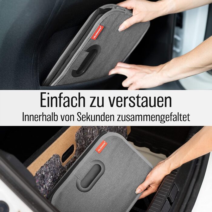 Сумка для багажника HELDENWERK, складана з антиковзким кріпленням на липучках - органайзер для авто, складана коробка для покупок, посилена та міцна, сіра