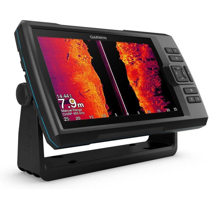 Дисплей ехолота Garmin Striker Vivid розміром 9 дюймів, вбудований ехолот Chirp, ClearV та SideV, включаючи датчик так, GT52HW-TM