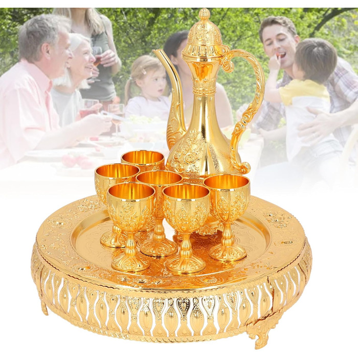 Арамокс Вінтажний чайний сервіз, сплав цинку, елегантний дизайн, ретро-набір для вина, для декору дому, святкових обідів та сімейних зустрічей