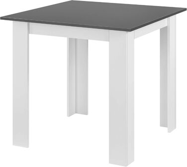 Обідній стіл Algermissen 80x80x76 см для 4 осіб, квадратний, ДСП, темно-сірий/білий