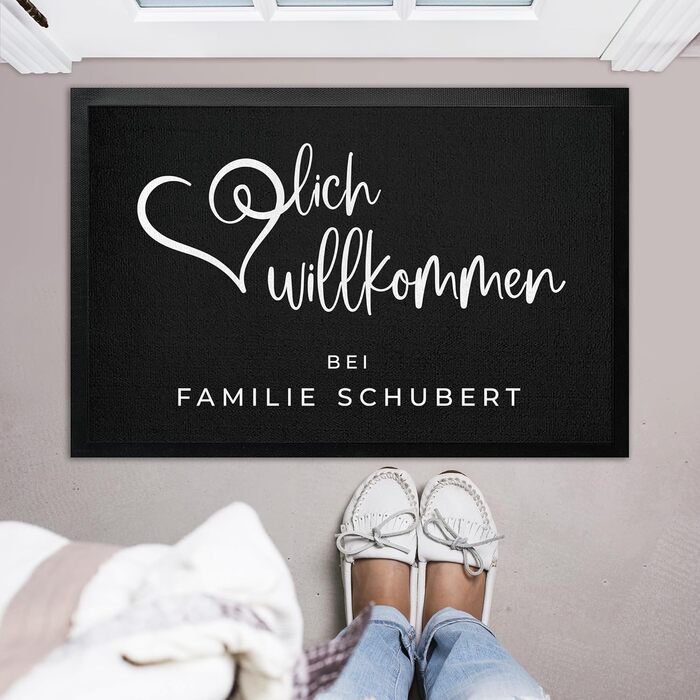 Персоналізований килимок для привітання до 120 см - Персоналізований килимок для привітання родини, тонкий гумовий килимок, подарунок на замовлення (60x40 см) 40 x 60 см (прямокутний)