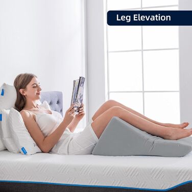 Подушка для читання для ліжка та дивана - Клиноподібна подушка з піни з ефектом пам&39яті - Ергономічна подушка для спини - Ідеально підходить для підтримки спини під час відпочинку, гри, читання або перегляду телевізора - Надзвичайно широка 56 см сірого 