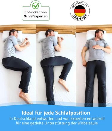 Охолоджувальна подушка VITALice Регульована по висоті подушка для шиї з піни з ефектом пам&39яті з чохлом ClimaCool Класна ергономічна подушка для сну на боці, дихаюча, ергономічна, 56x36x9,5/11,5 см