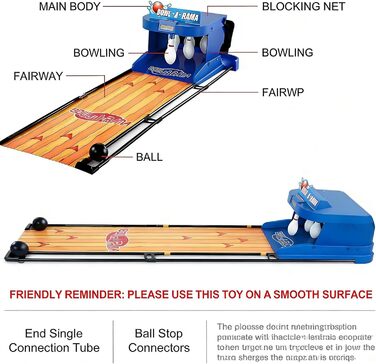 Електронний боулінг для домашнього використання - Складаний аркадний автомат з автоматичним налаштуванням кеглей, світлодіодним дисплеєм та звуком - Портативне спортивне обладнання для відпочинку та офісу, вечірок та заходів (2 м/6 футів)