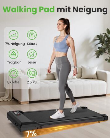 Бігова доріжка HomeFitnessCode Incline для домашнього використання - килимок для ходьби, електричний біговий пояс 1-8 км/год, чорний - 85 см