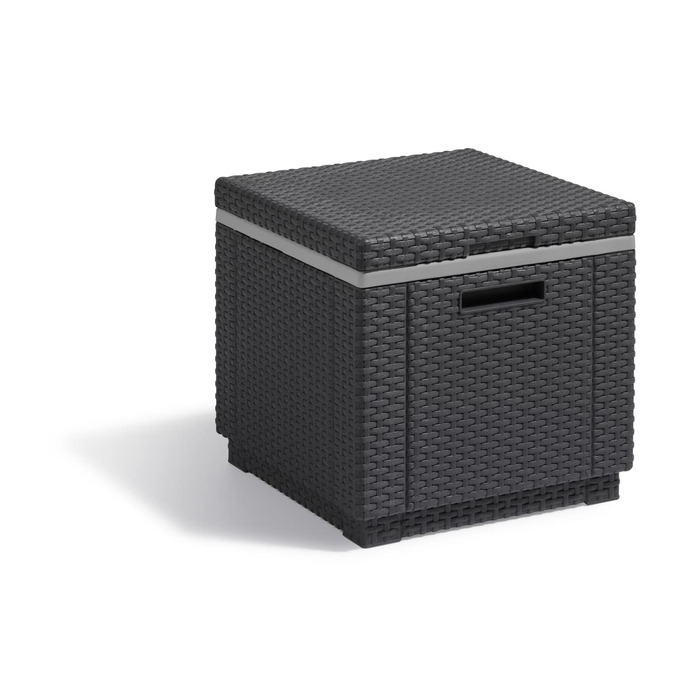 Холодильник / Бічний столик Ice Cube, Імітація ротанга, Пластик, Графіт, 218759
