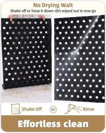 КОЛІР&ГЕОМЕТРІЯ Килимок для вулиці з ТПЕ без запаху, міцний вхідний килимок, екологічно чистий, не потребує догляду, нековзний килимок для вхідних дверей, патіо, гаража, 43x75 см чорного кольору