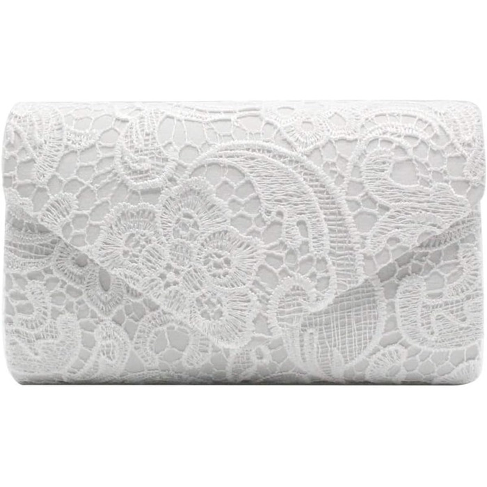 Клатч з мереживною накладкою, жіночий клатч, квітковий візерунок, мереживо, елегантна сумочка для вечірок та весіль 01 Білий