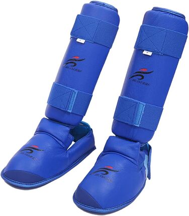 Боксерські щитки для гомілок, захист ніг та підйому ступнів, захисне спорядження, захист стоп та гомілковостопного суглоба, карате, тайські щитки, MMA для дорослих, спорядження для спарингу, ланка, синій L