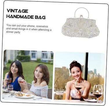 Вечірня сумочка-клатч з перлами, ручної роботи, багатоколірна, срібляста