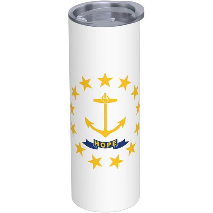 Кухоль із прямою трубочкою, дизайн прапор штату Род-Айленд, друкований, дорожній кухоль, підходить для кемпінгу, офісу та дому, 590 мл