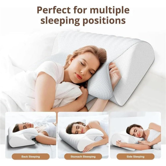 Подушка для шиї Curo Sleep, ергономічна ортопедична подушка з контурною підтримкою для сну на боці, спині та животі, кращий сон (чорна), 2025 Upgrade Pillow Curosleep