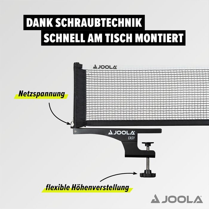 Набір для настільного тенісу JOOLA Easy-Indoor Спорт для відпочинку - натяг сітки регулюється, чорний, 183 см x 15,25 см