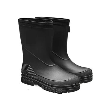 Чоловічі гумові чоботи, водонепроникні гумові чоботи, середній підйом, товста підошва, нековзні, ідеально підходять для кухні, активного відпочинку та риболовлі, чорні, розмір ЄС 40