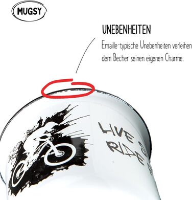 Емальована кружка MUGSY, Ніколи не припиняйте досліджувати, 330 мл, Мотив природи та приказка, Емальована чашка, Стійка до ударів, Зелена