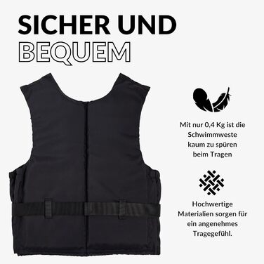 Рятувальний жилет NOARD 5 розмірів Black Edition 25-120 кг EN ISO 12402-5 CE (50 N) Жилет із міцного пінопласту чорного кольору 30-50 кг