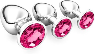 Набір анальних пробок Halercay, метал, кристал, малий-середній-великий, темно-фіолетовий, 3 шт.