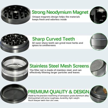 Подрібнювач пилкових трав для спецій, трав, спецій, трав, набір із 4 предметів зі скребком для пилку