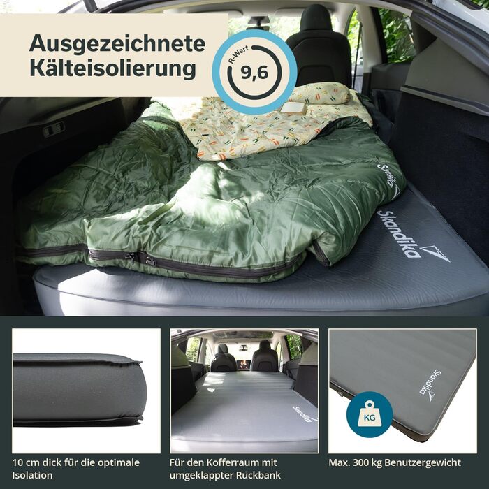 Килимок для сну Skandika Premium Easy 3D Car Автомобільний матрац товщиною 10 см, самонадувальний, легкий, складний, самонаповнювальний пінопласт, для багажника, гостьового матраца, надувного матраца Кемпінг, активний відпочинок, подорожі