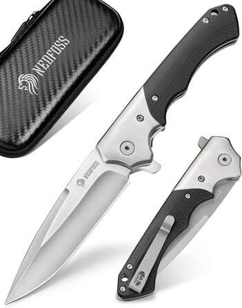 Складаний ніж NedFoss SWAN, ніж для виживання зі сталі d2 9,3 см з рукояткою G10, одноручний ніж, гострий кишеньковий ніж з кріпле