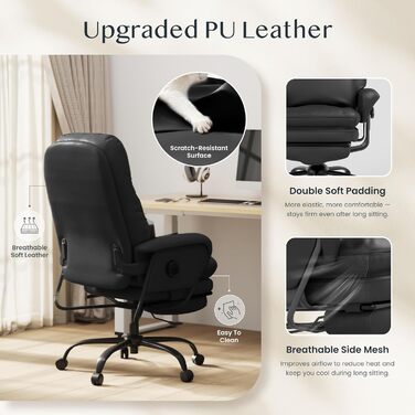 Ергономічне крісло FLEXISPOT 3-в-1 для відпочинку та офісу з функцією розкладання на 160, висувною підставкою для ніг, товстою комфортною подушкою з поліуретану. Ідеально підходить для роботи, відпочинку та дрімоти. CloudRest Gloss Black