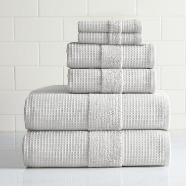 Набір вафельних рушників Aire & Raine з 100 бавовни, 6 предметів світлі вафельні рушники для ванних кімнат, двосторонні до м'якої