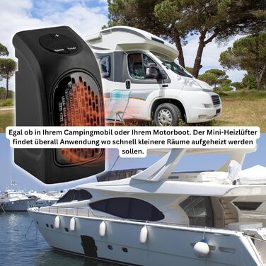 Міні-вентилятор/Зручний обігрівач MAUK Компактний для караванів та автофургонів Керамічний підключається до мережі 400 Вт PTC Електричний з цифровим світлодіодним термостатом Таймер Вилка живлення з поворотом на 90