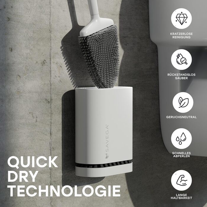 Силіконова щітка для туалету з плоскою та гнучкою головкою - Силіконова щітка для туалету зі швидковисихаючим тримачем - Сучасна щ