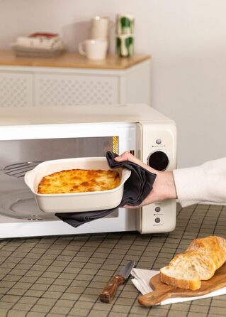 СТВОРИТИ/МІКРОХВИЛЬОВА ПІЧ РЕТРО/Цифрова мікрохвильова піч з функцією гриля кремово-білий/ретро стиль, ємність 20 л, посуд Ø245 мм, 3 програми, 9 попередньо встановлених меню, багатоступеневе приготування, РК-дисплей