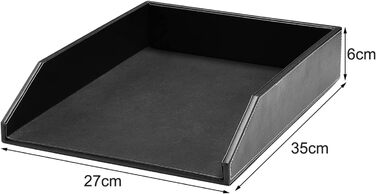Штабелювані шкіряні лотки для документів, штабелювані лотки для листів формату А4, комплект з 2 шт. , для офісу, дому та школи, чорні.