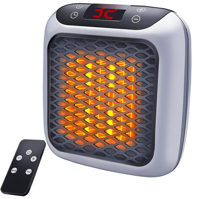 Підключається до мережі, електричний настінний вентиляторний обігрівач потужністю 800 Вт з термокерамічною технологією Цифровий термостат, 12-годинний таймер, керамічний нагрівальний елемент PTC, підходить для ванної кімнати, спальні та офісу