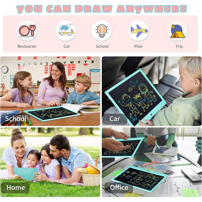РК-планшет для письма для дітей, планшет для малювання Magic Tablet Дитячі іграшки від 2-12 років Хлопчик-Дівчинка, стирається планшет для малювання для дітей, різдвяні подарунки планшет для малювання електронні подарунки для дітей 15 синій