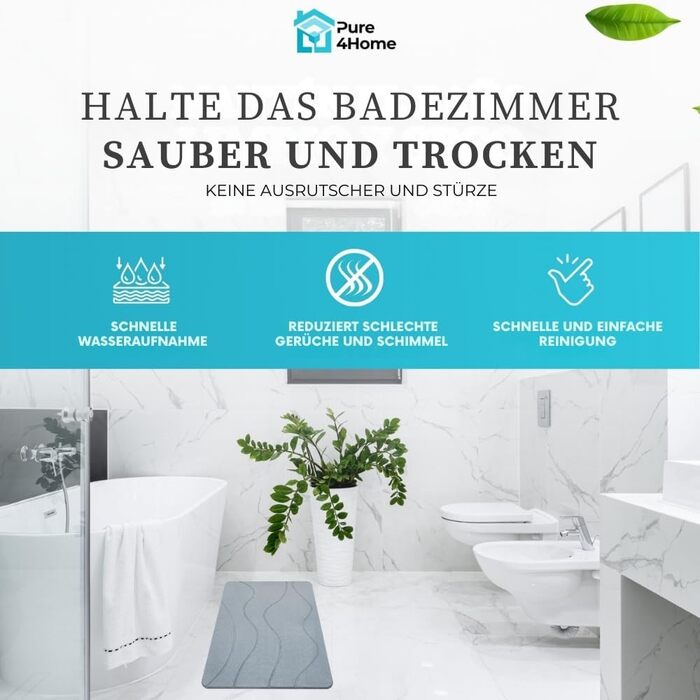 Нековзний килимок для ванної з діатомітової землі 60 x 39 см Швидковисихаючий абсорбуючий килимок для душу Кам&39яний килимок для ванної Килимок для ванної з діатомітової землі, сірий, 60 x 39 см (прямокутний)