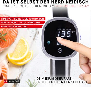 РОКИ ГАРАНТІЇ на стік Sous Vide - Управління додатком - 1.000 Вт - 7-8 літрів/хвилину - 2800 об/хв - глибина занурення 14,4 см (Silver Black), 300 - 3