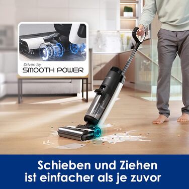 Акумуляторний миючий пилосос Tineco Floor One S7 Pro восо-сухий прибирання, 40 хв роботи, центрифужне сушіння, двостороннє очищення країв, Smart-сенсор, подовжений термін служби батареї, самоочищення, підходить для шерсті тварин