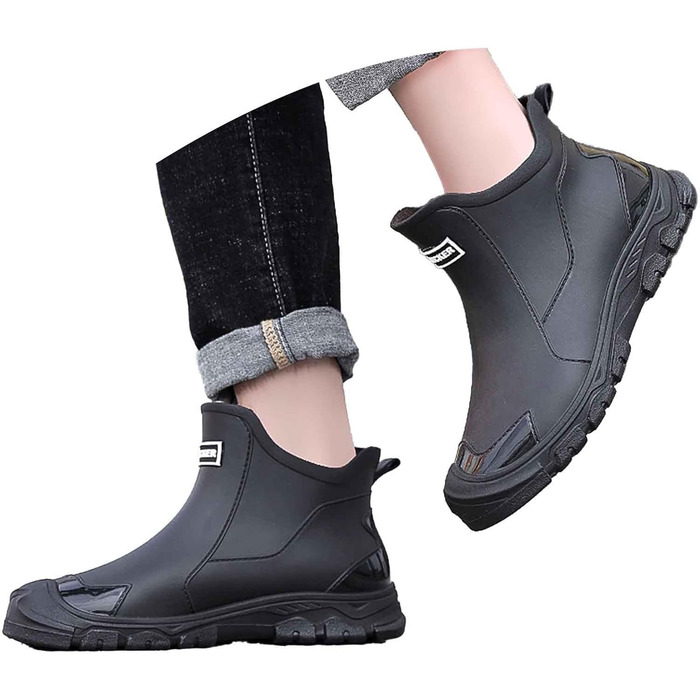 Чоловічі надзвичайно широкі гумові чоботи, гумові чоботи, чоботи з широким халявою, гумове взуття, нековзне гумове взуття, рибальські чоботи, водонепроникні садові чоботи, вейдерси 011 чорні 45 EU