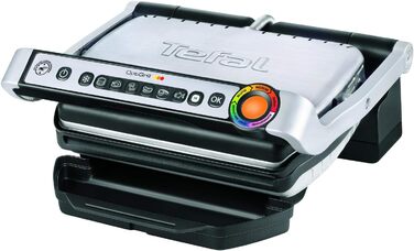 Контактний гриль Tefal OptiGrill, 6 програм, індикатор рівня приготування, знімні пластини, ручний режим, електрогриль, нержавіюча сталь, GC705D16 стандартна нержавіюча сталь-чорний